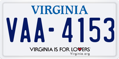 VA license plate VAA4153