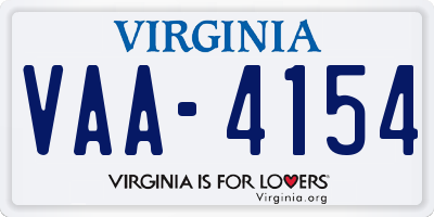 VA license plate VAA4154