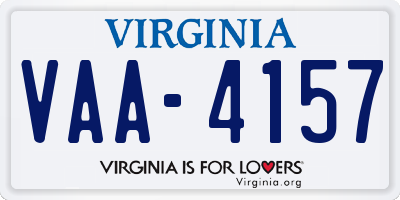 VA license plate VAA4157