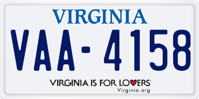 VA license plate VAA4158