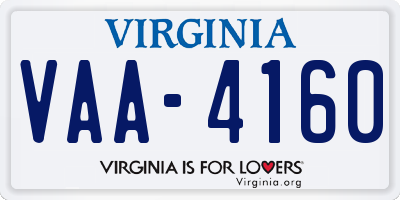 VA license plate VAA4160