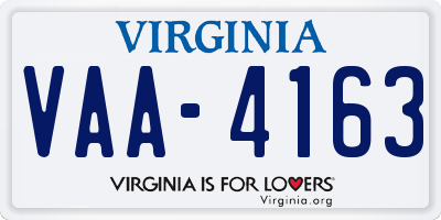 VA license plate VAA4163