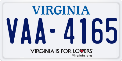 VA license plate VAA4165
