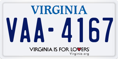 VA license plate VAA4167