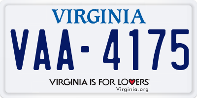 VA license plate VAA4175