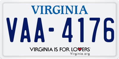 VA license plate VAA4176