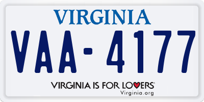 VA license plate VAA4177