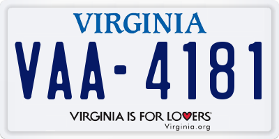 VA license plate VAA4181