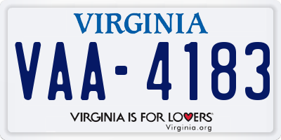 VA license plate VAA4183