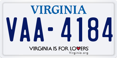 VA license plate VAA4184
