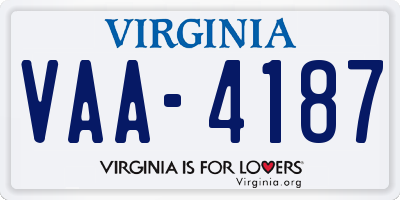 VA license plate VAA4187