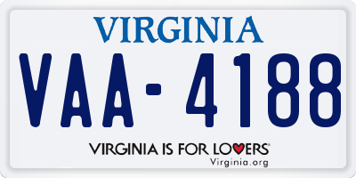 VA license plate VAA4188