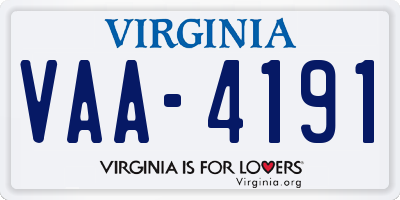 VA license plate VAA4191