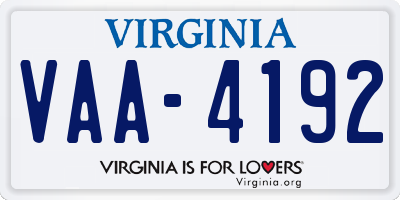VA license plate VAA4192