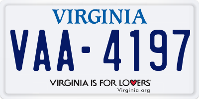 VA license plate VAA4197