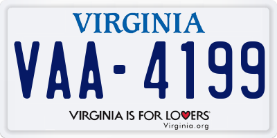 VA license plate VAA4199
