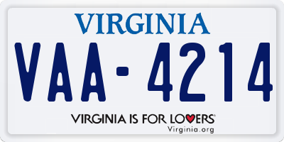 VA license plate VAA4214