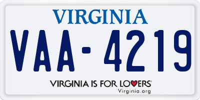 VA license plate VAA4219