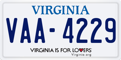 VA license plate VAA4229