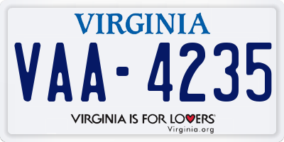 VA license plate VAA4235