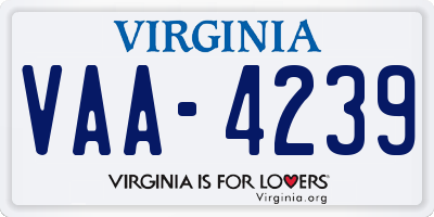 VA license plate VAA4239
