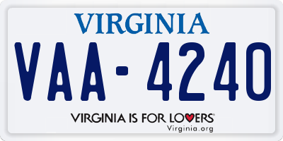 VA license plate VAA4240