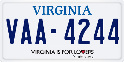 VA license plate VAA4244