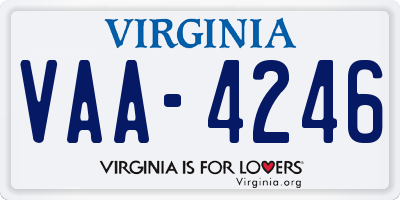 VA license plate VAA4246