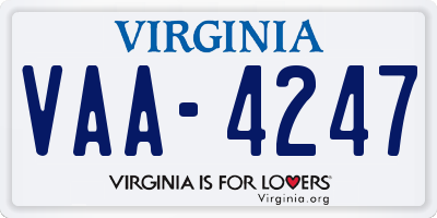 VA license plate VAA4247