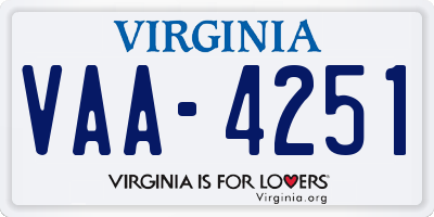 VA license plate VAA4251