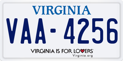 VA license plate VAA4256