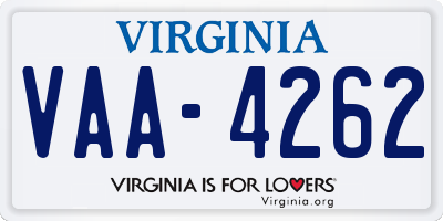 VA license plate VAA4262