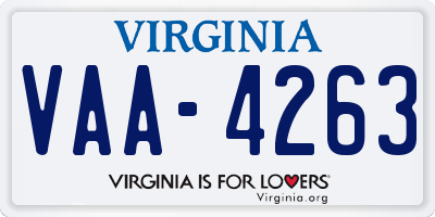 VA license plate VAA4263