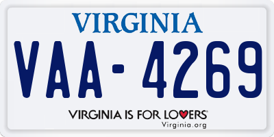 VA license plate VAA4269