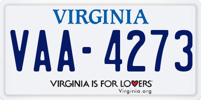 VA license plate VAA4273