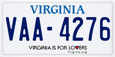 VA license plate VAA4276