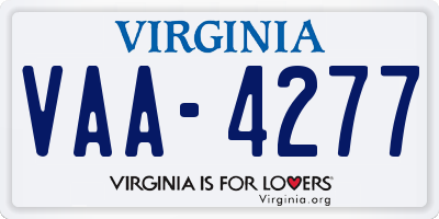 VA license plate VAA4277