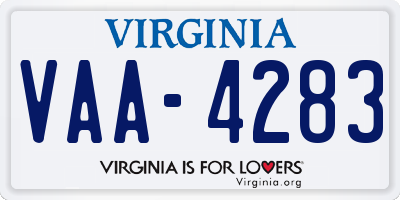 VA license plate VAA4283