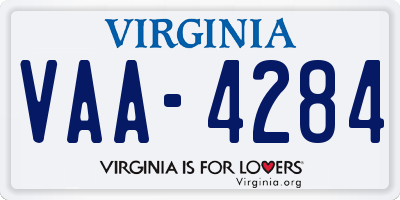 VA license plate VAA4284