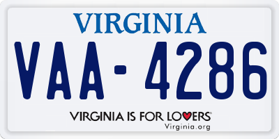 VA license plate VAA4286