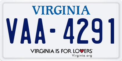 VA license plate VAA4291
