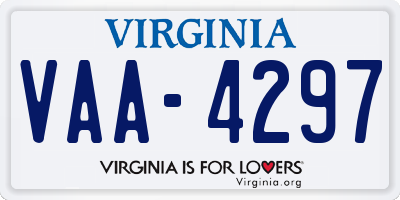 VA license plate VAA4297