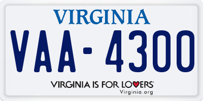 VA license plate VAA4300