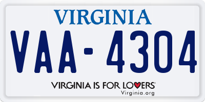 VA license plate VAA4304