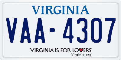 VA license plate VAA4307