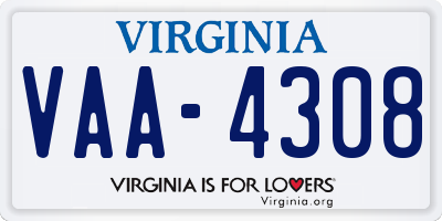 VA license plate VAA4308