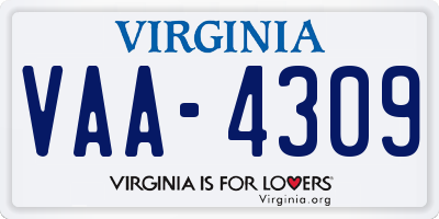 VA license plate VAA4309