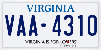 VA license plate VAA4310