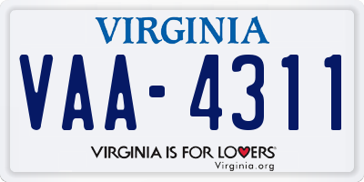 VA license plate VAA4311