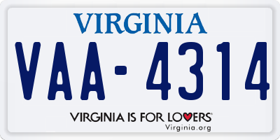 VA license plate VAA4314